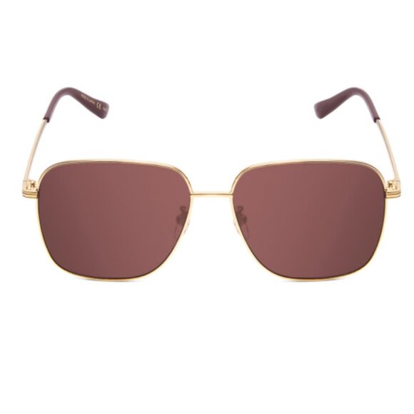 GUCCI GG0987SA-002 Unisex Classic Designer Sunglasses in Gold & Plum/Brown 60 mm